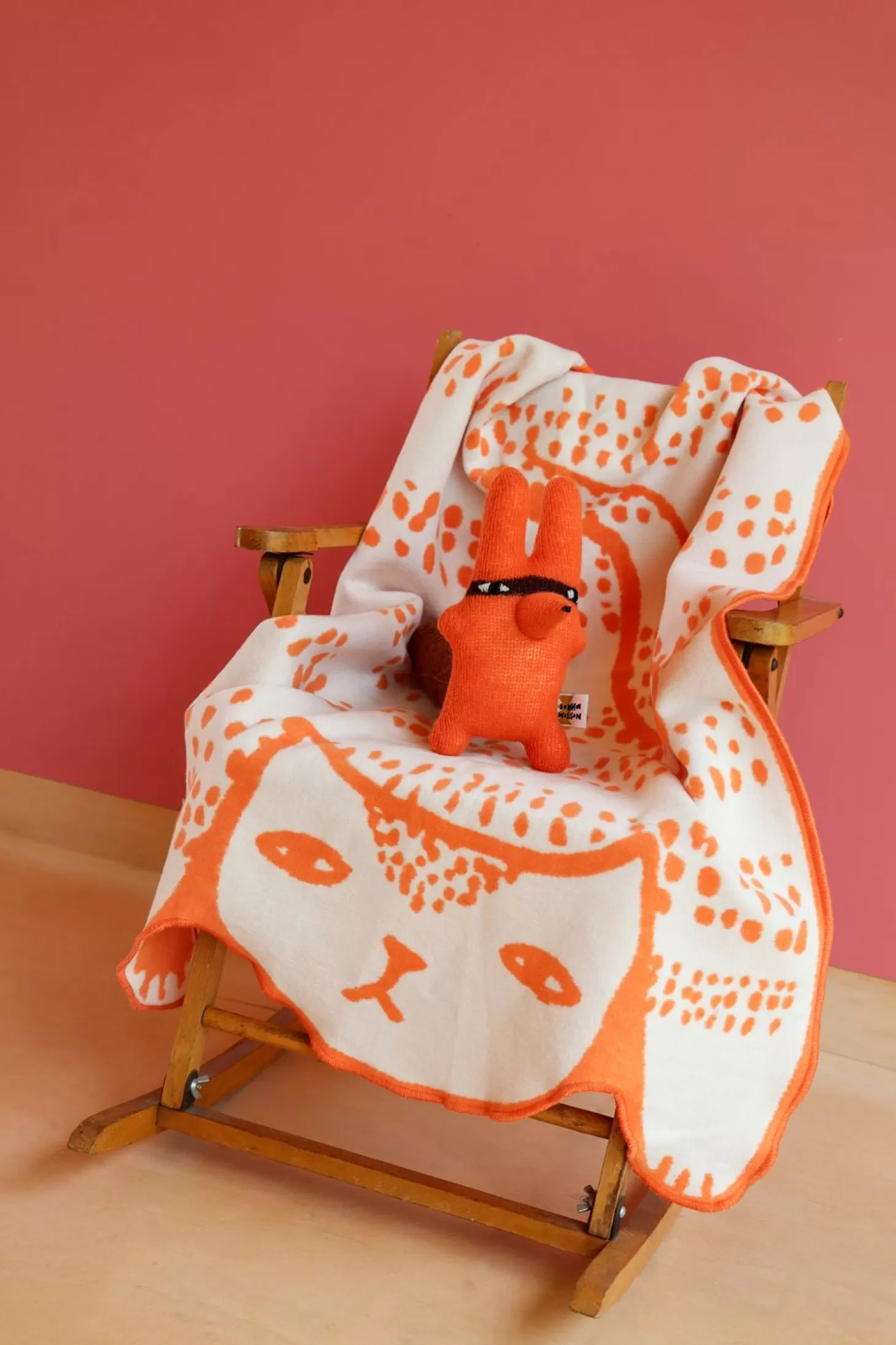 Cat Cotton Mini Blanket - Orange^Donna Wilson Fashion