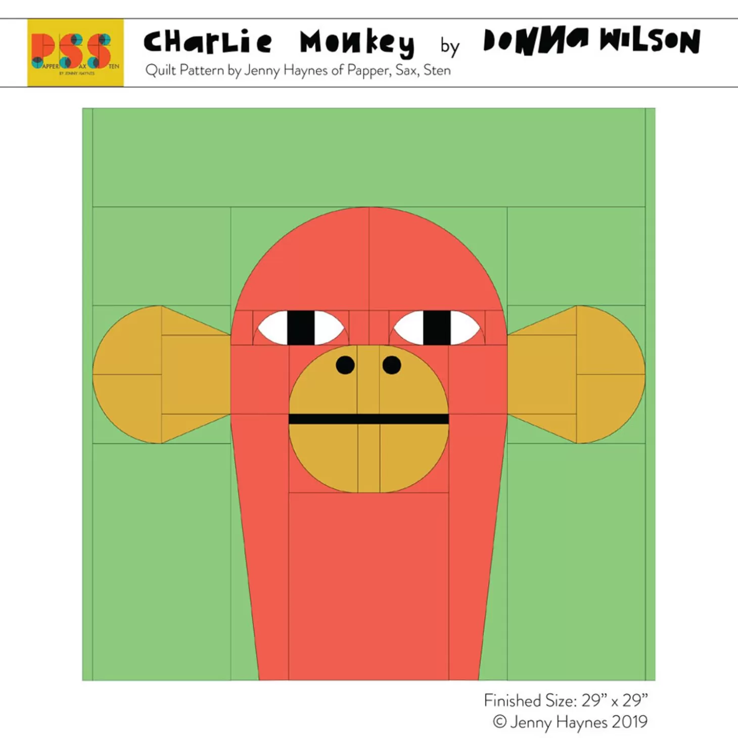 Charlie Monkey Quilt Downloadable Pattern By Papper, Sax, Sten^Donna Wilson Hot