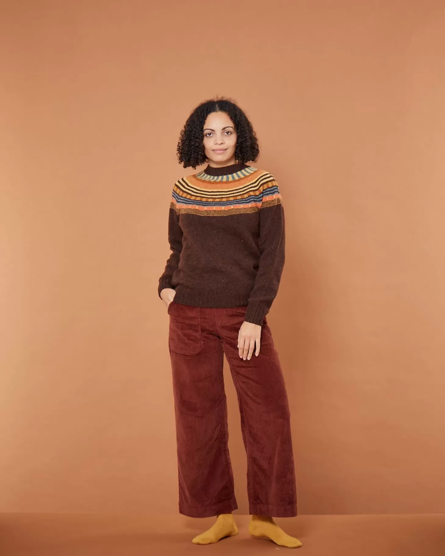 Magic Circle Yoke Sweater - Coffee^Donna Wilson Shop